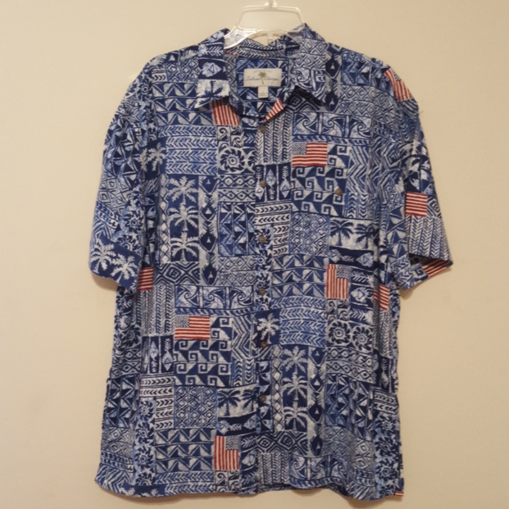 Men's Size L Patriotic Button-down Shirt